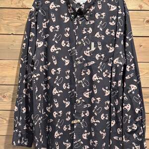 Columbia Mens Shirt Button Down Dogs And Duck Calls Hunting Black Large